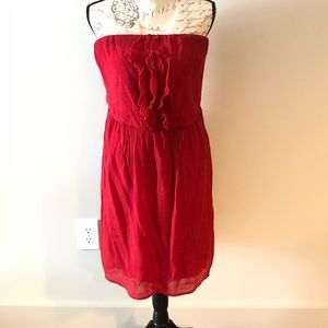 Ruffled Red Strapless Dress